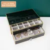 Caixa de Armazenamento de Cosméticos de Vidro de Luxo Leve Porta-Maquiagem Mesa de Maquiagem Rack de Armazenamento de Batom Brincos Studs Caixa de Joias à Prova de Poeira