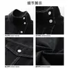 Nueva Chaqueta de Mezclilla para Hombre Otoño 2026, Abrigo de Mezclilla Lavado Estilo Vintage con Botonadura Diagonal Irregular y Cuello Alto