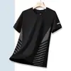 Camiseta de Manga Corta para Hombre Verano Color Sólido Holgada Transpirable Alta Elasticidad Secado Rápido Camiseta Deportiva Casual para Hombre Seda de Hielo Secado Rápido