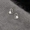 Pendientes de Calabaza de Perla de Estilo Chino Nuevo de Alta Calidad con Aguja de Plata S999, Pendientes de Zirconia Microincrustada de Alta Gama, Pendientes para el Trabajo