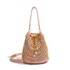 Yuezhi 2026 bolso de mano de cadena nuevo y moderno para principios de otoño con textura única, remaches, bandolera de un solo hombro, bolso de moda con pedrería brillante