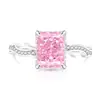 Anel Retangular de Flor de Gelo Colorido Mais Vendido no Tiktok para Mulheres, Diamante de Alto Carbono, Anel Galvanizado a Ouro Real, Dropshipping para Transmissão ao Vivo