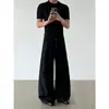 Venda Direta do Fabricante: Calça Casual Masculina Listrada Plissada Abotoada Estilo Retro Americano Old Money, Projetada com Corte Largo Solto