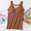 Outono e Inverno Urso Fada Roupa Íntima Térmica Elástica Slim Camiseta Base forrada com fleece Top Térmico Engrossado Alça plus size