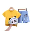 Traje de Verano para Niños Elegante Guapo de Moda Dos Piezas Bebé Verano Dibujos Animados Cuello Redondo Casual Moderno