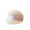 Sombrero de Equitación de Lujo Hecho a Mano para Mujer, Sombrero de Fieltro de Lana Australiana para Otoño e Invierno con Malla, Hebilla de Pedrería, Gorra de Moda