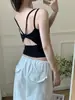 Camisola de Rayas Estilo Coreano con Espalda Descubierta y Copas para Mujer, Ropa Interior de Verano de Lyocell con Doble Tirante, Top Halter con Espalda Cruzada