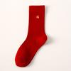 Meias desossadas de outono e inverno deste ano, atacado, estampagem a quente tridimensional, meias de festival da primavera, meias de casamento, meias vermelhas de algodão para mulheres