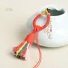 Chaveiro com Pingente de Bolsa Tecida Artesanal, Pingente de Nó Vajra Colorido com Borla, Estilo Xizang, Fio de Algodão, Acessório para Chaveiro de Carro, Cordão