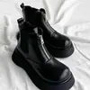 Venda Quente Outono Inverno 2026 Novo Estilo Estilo Britânico Botas Martin Botas Curtas Femininas Bico Redondo Sola Grossa Botas Aumentadoras de Altura Botas de Cano Feminino