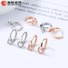 Aretes Geométricos Redondos con Zirconia Incrustada para Mujer Plata de Ley 925 Elegantes Coreanos ins Viento Frío Argolla para la Oreja