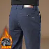 Pantalones Casuales Cómodos de Algodón Puro de Gama Alta para Hombre 2026 Forro Polar Otoño e Invierno Ajustados Rectos de Negocios Versátiles Largos