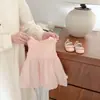 Vestido de Princesa Rosa Suave Estilo Coreano para Niñas, Conjunto de Verano para Bebés con Diseño de Lazo Grande, Vestido de Malla Abullonado