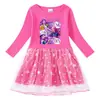Vestido de Princesa de Malla con Lentejuelas Arcoíris para Niñas, Manga Corta de Verano, Manga Larga de Primavera y Otoño, Estilo Kpop Cazador de Demonios
