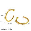 Brincos Lichuan Simples em Forma de C com Strass de Aço Inoxidável Toque de Luxo Strass Titânio Eletrodepositado a Vácuo 18K Ear Cuff