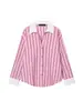 Ropa para Mujer Estilo Europeo y Americano de Comercio Exterior Transfronterizo Marca Z Nueva Colección Primavera 2026 Camisa de Manga Larga con Cuello de Contraste y Diseño Rayado