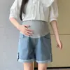 Shorts de maternidad para mujer, prenda exterior de verano, pantalones vaqueros anchos finos, jeans casuales de maternidad, pantalones de cintura alta versátiles de moda