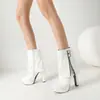 2026 Novas Botas de Cano Curto Redondas Estilo Francês e Europeu 40-50 Impermeáveis com Solado Grosso Meio da Panturrilha Botas de Couro Modernas
