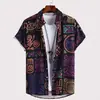 Camisa Casual Masculina de Verão Nova Cruzada Europeia e Americana Estampa Digital Havaiana Manga Curta Toque de Alta Qualidade Camisa com Lapela