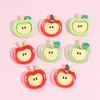 Accesorios de resina de manzana pequeña transparente de color sólido de dibujos animados, pinzas para el pelo con pegamento de crema DIY, accesorios para el pelo para zuecos, llaveros al por mayor