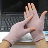 Nuevos guantes de mujer de medio dedo forrados de polar elásticos finos de terciopelo cálidos para trabajo mecanografía estudiantes escritura otoño e invierno lazo medio