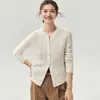 Kang Sai Ni Cardigan Grueso de Punto Trenzado de Cuerpo Entero 100% Cachemira con Botones para Mujer Cuello Redondo Ropa Exterior de Punto Trenzado Suéter para Mujer