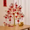 Luzes de Árvore de Ano Novo de Frutas Vermelhas de 0,6m Decoração Festiva para Casa e Feriado Ornamento de Luz de Árvore de Ginkgo com Frutas Douradas