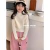 Senso de Design de Moda Coreia do Sul Nova Roupa de Inverno Suéter Base Anti-bolinhas para Menina Blusa Infantil Meia-gola Alta Suéter de Tricô