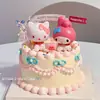Celebridade da Internet Kt Cat My Melody Figuras Decorativas para Bolo de Aniversário de Meninas Desenho Animado Kuromi Kitty Decorações de Confeitaria