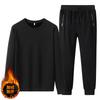 Conjunto de Sudadera de Algodón de Invierno con Cuello Redondo para Hombre, Jersey con Forro Polar, Ropa Deportiva Casual Cálida, Logo Personalizable, Forrado de Polar y Engrosado