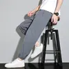 Calça Harajuku Nova Estilo Ins Preguiçosa de Seda Gelada para Homens, Sem Marca, Moda Verão Fina Tamanho Grande Estilosa