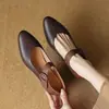 Sapatos Mary Jane para mulheres, coleção outono 2026, novos scarpins de salto alto com bico fino e fivela de tira única, bico baixo, sapatilhas de salto médio estilo francês