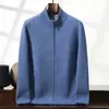 Outono e inverno novo suéter de cashmere de montanha de gola alta meia-alta cardigan de malha masculino grosso zíper de camada dupla jaqueta solta all-match