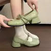Zapatos Mary Jane poco profundos de camelia estilo francés para mujer, nuevo modelo 2026, inspirados en Chanel, con lazo y remaches, punta cuadrada, tacón grueso