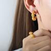 Pendientes de titanio con baño de oro en forma de C, anillo abierto, diseño de puntada de grano de arroz simple de nicho de moda, geométricos