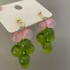 Pendientes de Hielo Transparente de Uva con Perlas Dopamine Summer Fresh para Mujer, Pendientes de Moda de Alto Nivel con Estilo Único para Vacaciones