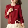 2026 Novo Cardigã de Tricô da Moda com Efeito Rejuvenescedor, Gola de Renda, Blusa Versátil Elegante para Mulheres Plus Size