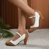 Pedido Extranjero de Amazon Otoño e Invierno 2025 Lolita Suela Gruesa Combinación de Colores Tallas Grandes 40-48 Zapatos con Hebilla de Flor Quemada