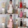 2025 Nuevo Conjunto de Dos Piezas de Moda Transfronteriza Europea y Americana para Niñas: Top sin Mangas con Cuello de Solapa + Falda Plisada