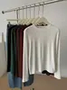 Camiseta básica de manga larga con cuello redondo, estilo minimalista para otoño e invierno, camiseta ajustada simple y elegante, top casual y versátil para usar en capas, moderno