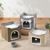 Ninho de Gato Dobrável Três Camadas Porta Dupla Sisal Semi-fechado Transfronteiriço Arranhador Dupla Camada Multifuncional Casa para Afiar Garras de Gato