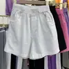 Shorts Morados de Cintura Alta Pierna Ancha Estilo Hong Kong Reductores de Edad Verano 2023 Lavables con Contenido de Algodón Estudiante Mezclilla Sueltos de Cinco Puntos Pantalones Casuales