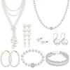 Conjunto de Joyería Simple de Moda Europeo y Americano Retro Francés Lujo Accesible Elegante Elegante Collar de Perlas Conjunto de Ocho Piezas