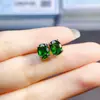 Venta al por mayor de fábrica Pendientes de botón populares de Diopsida natural Plata S925 Incrustado Piedra principal 6*8 Joyería de lujo Venta directa de fábrica