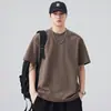 Camiseta retro japonesa de manga corta tipo pullover para hombre, nuevo estilo de verano, simple casual de alta gama, color liso, cuello redondo, talla grande, camiseta de moda