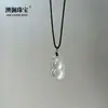 Colgante de Ágata Translúcido Natural High Ice Ping An Kou Figura de Buda Mano de Fátima Trabajo Exquisito Hoja Frijoles de la Suerte Calabaza Nubes Propicias Candado Junta de Bambú Colgante