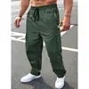 Pantalones de trabajo casuales versátiles de moda para hombre para primavera y otoño con cordón, pantalones largos rectos modernos en stock
