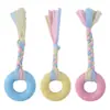 Brinquedo de morder em formato de macaron para cães, bola de brinquedo dental TPR durável e que alivia o tédio para cães de pequeno e médio porte