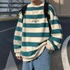 Suéter estampado de otoño e invierno para hombre 2022 primavera y otoño suéter delgado a rayas top holgado chic estilo Hong Kong moderno