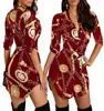 Falda Mariposa Europea y Americana de Amazon 2025 Nueva Moda Otoño e Invierno Sexy Falda Midi con Cadena Dorada Vestido Estampado